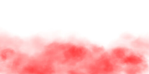 Fantastic red smoke. Magic smoke. Smog cloud on podium or stage. Fog vapor over ground or water surface, magic haze. PNG.
