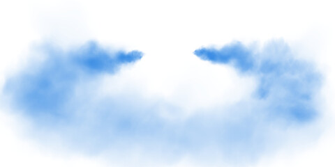 Fantastic blue smoke. Magic smoke. Smog cloud on podium or stage. Fog vapor over ground or water surface, magic haze. PNG.
