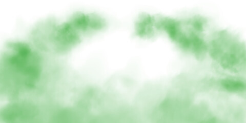 Fantastic green smoke. Magic smoke. Smog cloud on podium or stage. Fog vapor over ground or water surface, magic haze. PNG.
