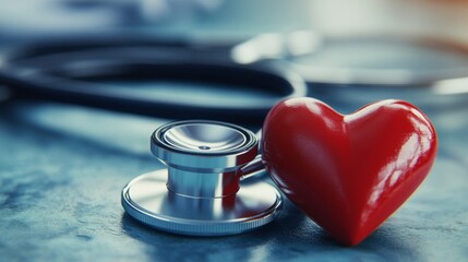 3D Stethoscope on Heart: A Symbol of Cardiovascular Care