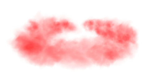 Fantastic red smoke. Magic smoke. Smog cloud on podium or stage. Fog vapor over ground or water surface, magic haze. PNG.
