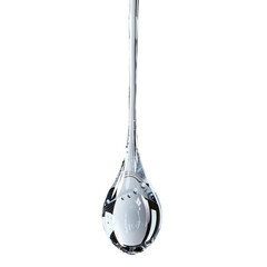 A close-up view of a sleek, modern spoon captured in perfect clarity isolated on a white background, transparent background.