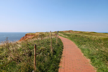 Footpath att the Oberland of the Island Heligoland in Schleswig-Holstein, Germany, Europe.