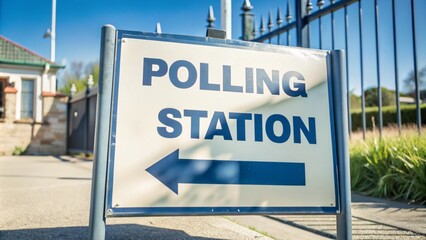Polling Station Sign Outdoors on Election Day