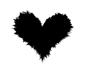 brush marks heart shape, stain ink, hand drawn paint, artistic brush