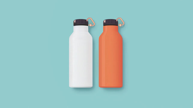 Kids' No-Spill Water Bottle, a vibrant flat design illustration showcasing a colorful, spill-proof bottle ideal for toddlers, promoting hydration and fun during playtime.