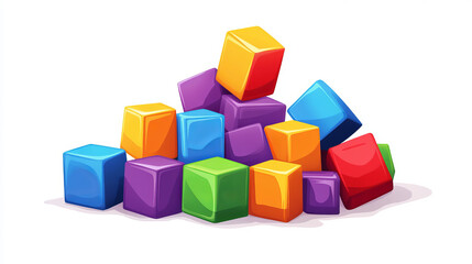 “Vector illustration of cute cartoon bricks, designed as colorful cubes. Ideal for toy-themed graphics and playful designs.”