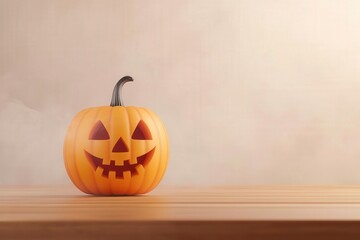 A spooky Halloween pumpkin with a carved face, perfect for festive decoration and autumn celebrations.