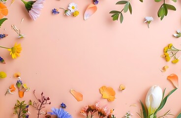 Floral Frame on Peach Background