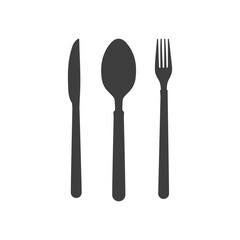 Set of vector icons spoon fork knife. Restaurant utensils symbols. Food Utensils Vector Design Illustration