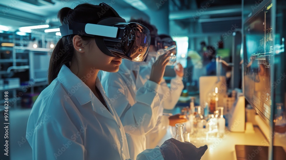 Aufkleber scientist exploring virtual reality in the lab
