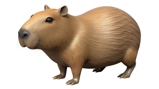 Cartoon capybara animal 3d rendered isolated on transparent background