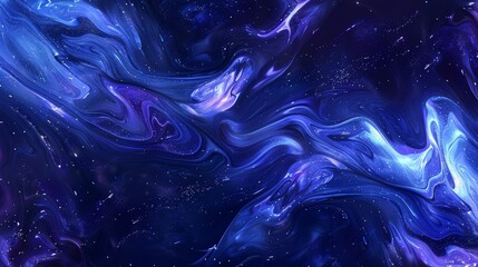 Enchanting abstract cosmic waves in deep blue and violet with sparkling stars for infinite depth