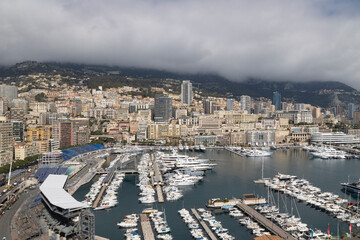 Fototapeta premium Overview of the port Hercule harbour in Monte Carlo, Monaco.