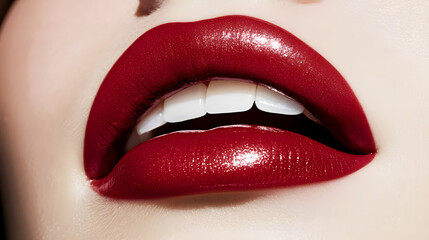 Obraz premium high-resolution image of a long-wearing lipstick applied to lips, showcasing its smudge-proof