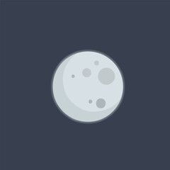 grey full moon in flat vector design.