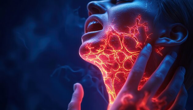 A cinematic depiction of a person experiencing anaphylaxis