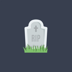 RIP tombstone in flat vector design.