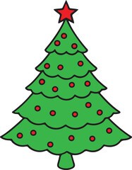 Christmas tree vector art illustration on a white background