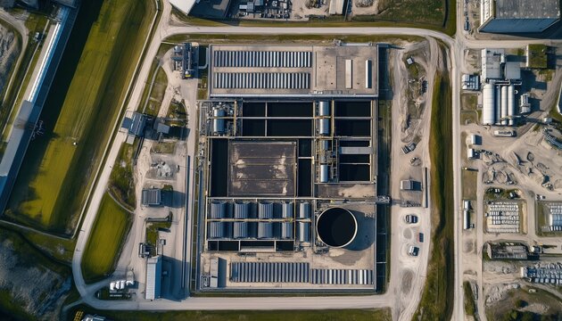 Aerial Top View Photo Of Power Plant Municipal Solid Waste Treatment Plant Roof Plan And Layout Site Taken By Flying Drone