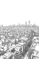 Colombo, Sri, black and white pen pencil hand-drawn effect portrait drawing illustration for travel poster, card, wallpaper, backdrop or banner. Modern, clear, artistic and simple