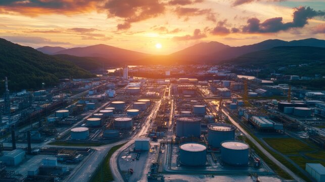 arial view of realistic the oil petroleum industrial