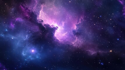 Fototapeta premium aweinspiring cosmic vista featuring a vivid nebula swirling with stars and galaxies rich purples blues and pinks paint a celestial masterpiece igniting wonder at the vastness of space
