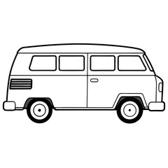 van outline coloring book page line art drawing