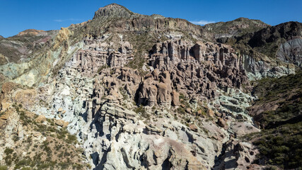 Atuel Canyon in San Rafael, Mendoza, Argentina Aerial photo of the Wax Museum.