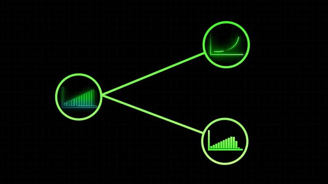 Business Graff chart icon animation with share line on glowing line.