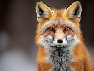 Obraz premium A close-up portrait of a red fox with a curious expression