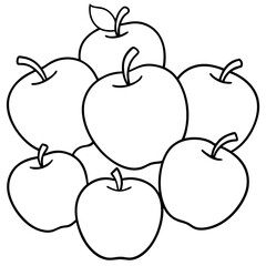 Fototapeta premium various apples outline coloring book page line art drawing