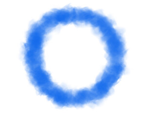 Naklejka premium Fog or smoke. Blue ring of smog cloud on isolated transparent special effect. Smoke cloud as ring, magic haze. Blue smoke rings from cigarette, pipe or vape. Realistic circle of steam clouds of smoki