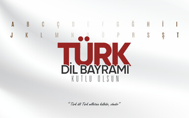 26 Eylül, Turk dil bayramı kutlama tasarımı. Translation: September 26, Turkish language holiday celebration design