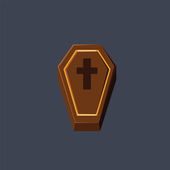wooden coffin in flat vector design.