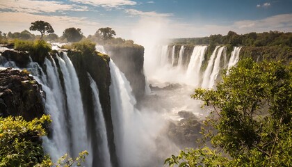 Fototapeta premium Victoria Falls in Full Flow, Showcasing the Power and Majesty of Nature