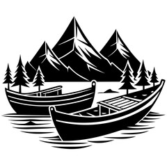 Hiking boats vector on white background