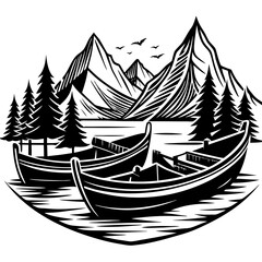 Hiking boats vector on white background