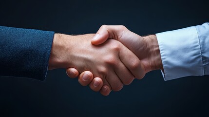 A close-up of two hands engaging in a firm handshake, symbolizing agreement and partnership in a professional setting.