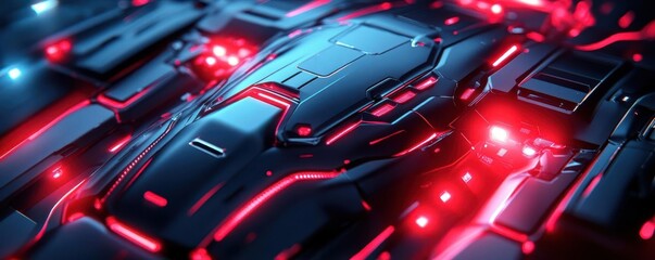 Fototapeta premium Capture a close-up shot of a sleek, futuristic risk management visual in CG 3D, highlighting intricate details and dramatic lighting