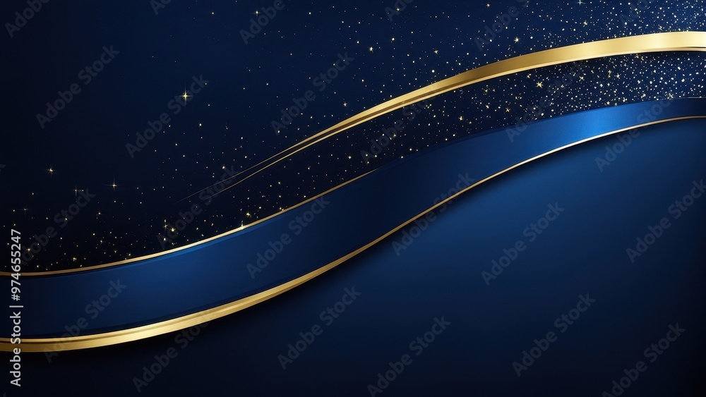 Poster a sophisticated abstract design featuring flowing lines and sparkling elements on a dark background.