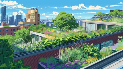 Fototapeta premium Green Roof Cityscape