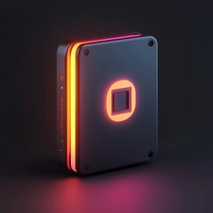3D Hard Drive Icon: Internal Computer Data Storage Illustration Logo