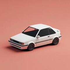 3D Hatchback Icon: Compact Car with Rear Door Illustration Logo