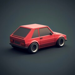 3D Hatchback Icon: Compact Car with Rear Door Illustration Logo