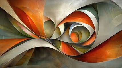 A vibrant abstract artwork featuring swirling shapes and warm colors, evoking creativity and dynamic movement.