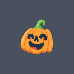 laughing pumpkin head in flat vector design.