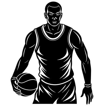 recommend clip art: Basketball player silhouette vector illustration on white background