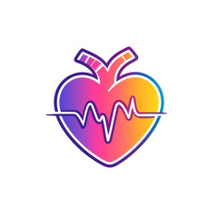 Obraz premium A modern, stylized heart graphic with vibrant colors, symbolizing health and love in a contemporary design.