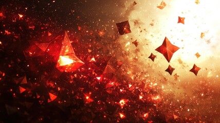 Dynamic red crystals sparkle and float in a cosmic glow, creating a vibrant and magical atmosphere for your creative projects.